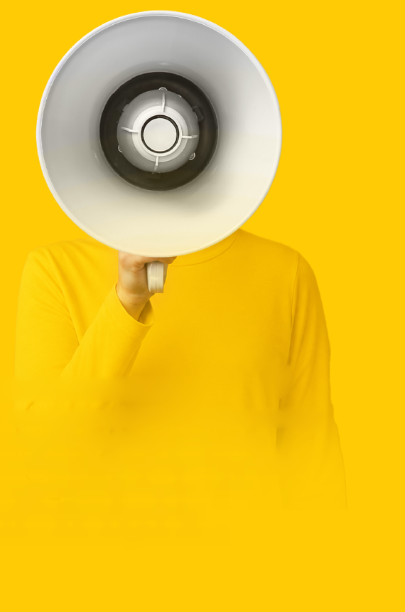 Person holding a megaphone